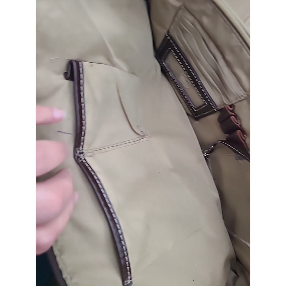 Giani Bernini Genuine Leather Portfolio Business Tote Brown Multi Pockets Zipper - Picture 7 of 16